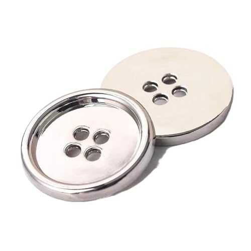Metallknöpfe mit dünnen Kanten, 4 Ösen, 10 mm bis 25 mm (Silber, 10 mm, 6 Stück) von Bfjpofi