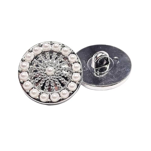 Perlen- und Kristallknöpfe, 17,5 mm, 21,5 mm, 25 mm (Nr. 3 Hellsilber, 25 mm, 10 Stück) von Bfjpofi