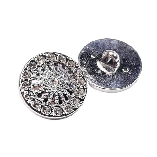 Perlen- und Kristallknöpfe, 17,5 mm, 21,5 mm, 25 mm (Nr. 4, helles Silber, 25 mm, 10 Stück) von Bfjpofi