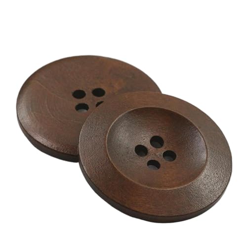 Runde Holzknöpfe, 18 mm bis 38 mm (Kaffee, 38 mm, 10 Stück) von Bfjpofi