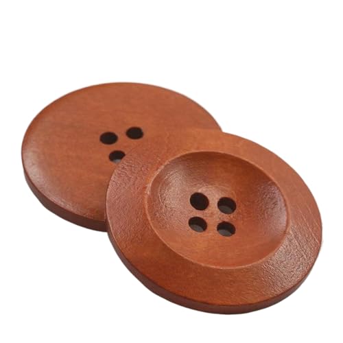 Runde Holzknöpfe, 18 mm bis 38 mm (mittelgroß, Kaffee, 18 mm, 10 Stück) von Bfjpofi