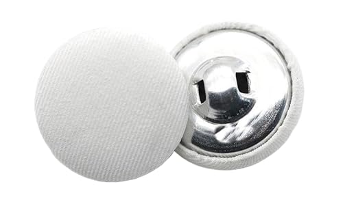 Runde Knöpfe mit Stoffbezug, 11 mm bis 30 mm (7# Weiß, 25 mm, 10 Stück), 10 Stück von Bfjpofi