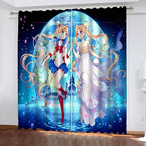 Bfrdollf Sailor Moon Verdunkelungsvorhang 2 Stück-100% Polyester Blickdichte Mit Ösen, Geeignet Für Schlafzimmer Und Kinderzimmer (10,280x180cm(BxH)) von Bfrdollf