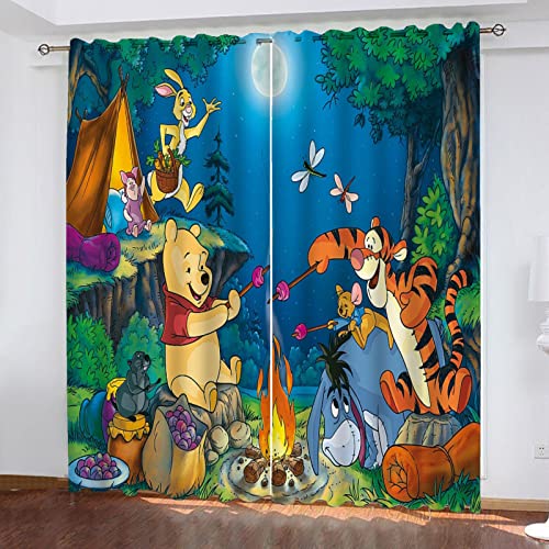 Bfrdollf Winnie Pooh Vorhang gardine Verdunkelungsvorhang, Verdunkelungsvorhang-Set Winnie The Pooh 2er Set für Kinderzimmer (183 x 160 cm(2X91X160cm),8) von Bfrdollf