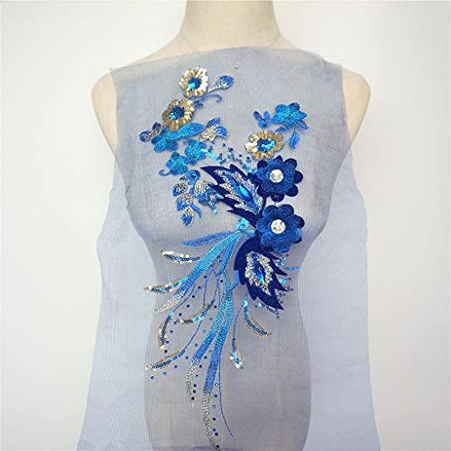 Applique, Patch-Stickerei. 40 cm blaue Pailletten, 3D-Blumen, Quaste, Spitzenbesatz, Strass-Netz, for Aufnähen von Patches, Stickereien for Hochzeitsapplikationen, Dekoration, DIY Applique, Patch-Stickerei. 40 cm blaue Pailletten, 3D-Blumen, Quaste, Spitzenbesatz, Strass-Netz, for Aufnähen von Patches, Stickereien for Hochzeitsapplikationen, Dekoration, DIY von BgnEhRfL
