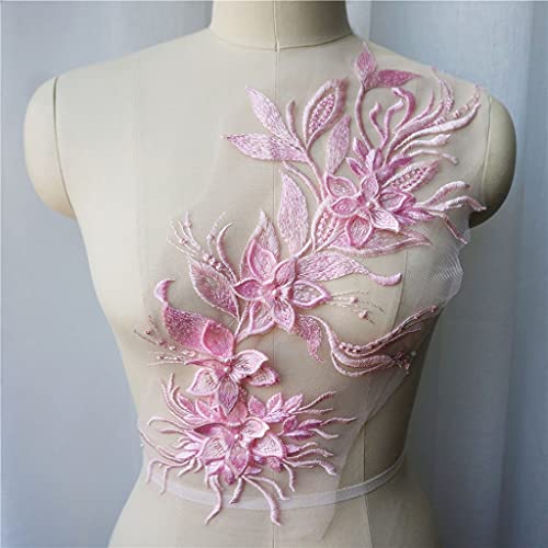 Applique, Patch-Stickerei. Rosa 3D-Blumenquaste, Spitzenstoff, Kleidapplikationen, Borten, bestickter Kragen, Netz, Aufnäher for Hochzeitsdekoration, Kleid, DIY Applique, Patch-Stickerei. Rosa 3D-Blumenquaste, Spitzenstoff, Kleidapplikationen, Borten, bestickter Kragen, Netz, Aufnäher for Hochzeitsdekoration, Kleid, DIY von BgnEhRfL