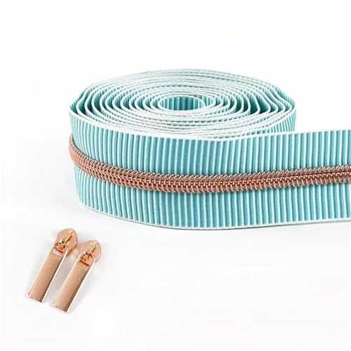 BgnEhRfL Reißverschluss, Reißverschlüsse, 5# gestreiftes Nylon-Reißverschlussband for Nähen von Taschen, Endlosrolle, Spiralreißverschluss, DIY-Kleidungszubehör for Nähen, Basteln(GreenRoseGold) BgnEhRfL Reißverschluss, Reißverschlüsse, 5# gestreiftes Nylon-Reißverschlussband for Nähen von Taschen, Endlosrolle, Spiralreißverschluss, DIY-Kleidungszubehör for Nähen, Basteln(GreenRoseGold) von BgnEhRfL