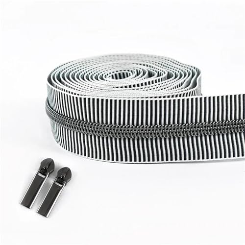 BgnEhRfL Reißverschluss, Reißverschlüsse, 5# gestreiftes Nylon-Reißverschlussband for Nähen von Taschen, Endlosrolle, Spiralreißverschluss, DIY-Kleidungszubehör for Nähen, Basteln(BlackGunBlack) BgnEhRfL Reißverschluss, Reißverschlüsse, 5# gestreiftes Nylon-Reißverschlussband for Nähen von Taschen, Endlosrolle, Spiralreißverschluss, DIY-Kleidungszubehör for Nähen, Basteln(BlackGunBlack) von BgnEhRfL
