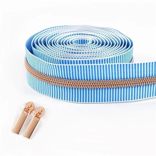 BgnEhRfL Reißverschluss, Reißverschlüsse, 5# gestreiftes Nylon-Reißverschlussband for Nähen von Taschen, Endlosrolle, Spiralreißverschluss, DIY-Kleidungszubehör for Nähen, Basteln(BlueRoseGold) BgnEhRfL Reißverschluss, Reißverschlüsse, 5# gestreiftes Nylon-Reißverschlussband for Nähen von Taschen, Endlosrolle, Spiralreißverschluss, DIY-Kleidungszubehör for Nähen, Basteln(BlueRoseGold) von BgnEhRfL