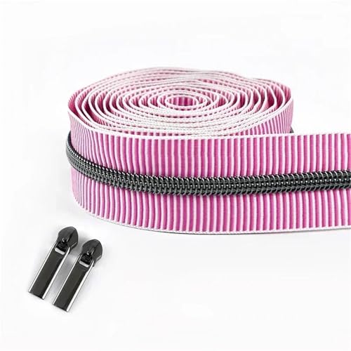 BgnEhRfL Reißverschluss, Reißverschlüsse, 5# gestreiftes Nylon-Reißverschlussband for Nähen von Taschen, Endlosrolle, Spiralreißverschluss, DIY-Kleidungszubehör for Nähen, Basteln(PinkGunBlack) BgnEhRfL Reißverschluss, Reißverschlüsse, 5# gestreiftes Nylon-Reißverschlussband for Nähen von Taschen, Endlosrolle, Spiralreißverschluss, DIY-Kleidungszubehör for Nähen, Basteln(PinkGunBlack) von BgnEhRfL