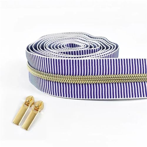 BgnEhRfL Reißverschluss, Reißverschlüsse, 5# gestreiftes Nylon-Reißverschlussband for Nähen von Taschen, Endlosrolle, Spiralreißverschluss, DIY-Kleidungszubehör for Nähen, Basteln(PurpleLightGold) BgnEhRfL Reißverschluss, Reißverschlüsse, 5# gestreiftes Nylon-Reißverschlussband for Nähen von Taschen, Endlosrolle, Spiralreißverschluss, DIY-Kleidungszubehör for Nähen, Basteln(PurpleLightGold) von BgnEhRfL