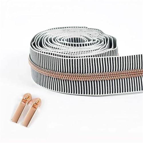 BgnEhRfL Reißverschluss, Reißverschlüsse, 5# gestreiftes Nylon-Reißverschlussband for Nähen von Taschen, Endlosrolle, Spiralreißverschluss, DIY-Kleidungszubehör for Nähen, Basteln(BlackRoseGold) BgnEhRfL Reißverschluss, Reißverschlüsse, 5# gestreiftes Nylon-Reißverschlussband for Nähen von Taschen, Endlosrolle, Spiralreißverschluss, DIY-Kleidungszubehör for Nähen, Basteln(BlackRoseGold) von BgnEhRfL
