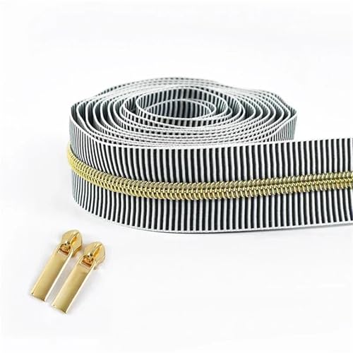 BgnEhRfL Reißverschluss, Reißverschlüsse, 5# gestreiftes Nylon-Reißverschlussband for Nähen von Taschen, Endlosrolle, Spiralreißverschluss, DIY-Kleidungszubehör for Nähen, Basteln(BlackLightGold) BgnEhRfL Reißverschluss, Reißverschlüsse, 5# gestreiftes Nylon-Reißverschlussband for Nähen von Taschen, Endlosrolle, Spiralreißverschluss, DIY-Kleidungszubehör for Nähen, Basteln(BlackLightGold) von BgnEhRfL