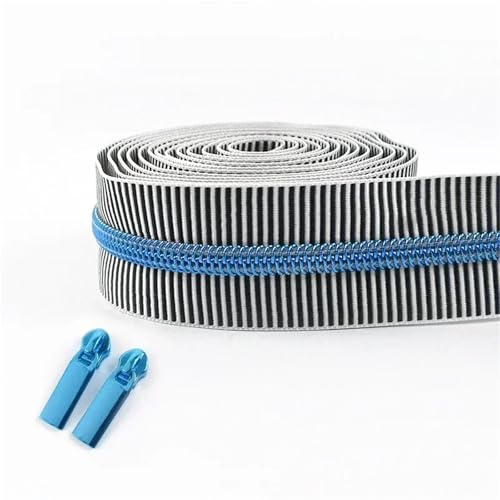BgnEhRfL Reißverschluss, Reißverschlüsse, 5# gestreiftes Nylon-Reißverschlussband for Nähen von Taschen, Endlosrolle, Spiralreißverschluss, DIY-Kleidungszubehör for Nähen, Basteln(Blackblue) von BgnEhRfL