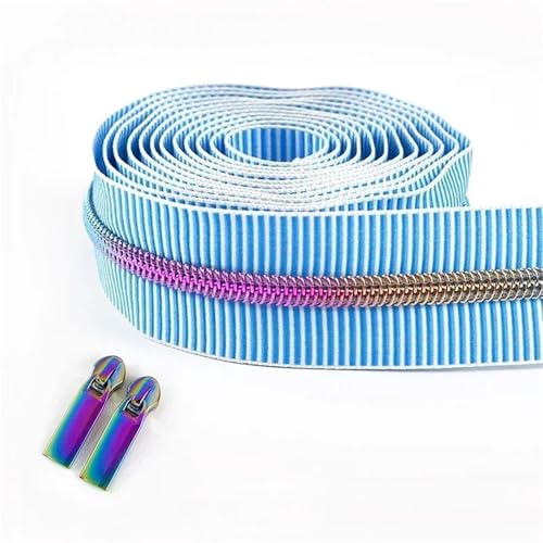 BgnEhRfL Reißverschluss, Reißverschlüsse, 5# gestreiftes Nylon-Reißverschlussband for Nähen von Taschen, Endlosrolle, Spiralreißverschluss, DIY-Kleidungszubehör for Nähen, Basteln(BlueColored) von BgnEhRfL