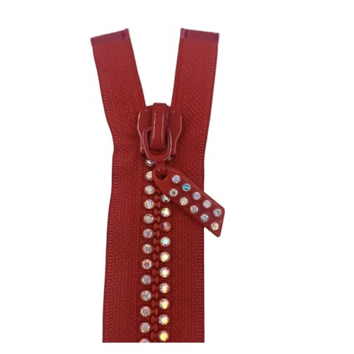 BgnEhRfL Reißverschluss, Reißverschlüsse, Doppelsträngige Kristallreißverschlüsse, AB-Kristall-Strass, Trennreißverschlüsse, Basis for Kleider, Kleidung, Nähen for Nähen, Basteln(Red,2pcs) von BgnEhRfL