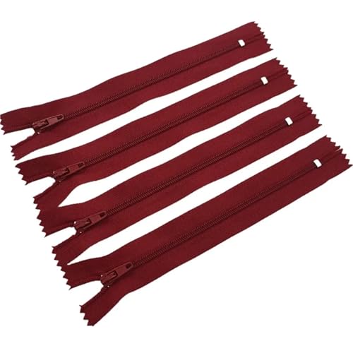 BgnEhRfL Reißverschluss, Reißverschlüsse, Geschlossener Nylon-Spiralreißverschluss, geeignet for Kleidung, Reißverschlüsse for Nähen, 2 for Nähen, Basteln(Red Wine,20cm) von BgnEhRfL