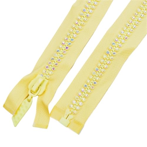 BgnEhRfL Reißverschluss, Reißverschlüsse, Strass-Reißverschluss, glänzende offene Reißverschlüsse for Nähen, DIY-Jacken, Mäntel, Kleidungszubehör for Nähen, Basteln(Light Yellow ab) von BgnEhRfL