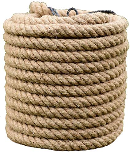 BgnEhRfL Seil, Schnur, Hanfseil, Juteseil, Juteschnur, natürliches Hanfseil, strapazierfähige Schnur, for Garten, Geschenke, Basteln(20m,20mm) von BgnEhRfL