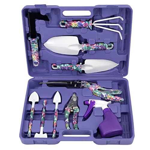 Gartengeräte, Gartengeräte-Set, 10-teilig, Gartengeräte mit lila Blumendruck & Kunststoffbox Gartengeräte, Gartengeräte-Set, 10-teilig, Gartengeräte mit lila Blumendruck & Kunststoffbox von BgnEhRfL