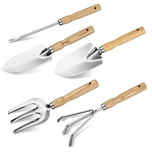 Gartengeräte, Gartenwerkzeug-Set, 5-teiliges Hochleistungs-Gartenset, Sukkulenten-Mini-Gartenwerkzeug-Set, Gartenarbeitsset aus Edelstahl – Geschenk for Frauen und Männer von BgnEhRfL