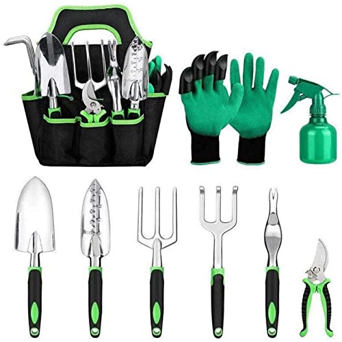 Gartengeräte, Gartenwerkzeug-Set, 9-teilig, Gartenhandwerkzeug-Set aus Aluminiumlegierung mit Gartenhandschuhen, Gummigriff Gartengeräte, Gartenwerkzeug-Set, 9-teilig, Gartenhandwerkzeug-Set aus Aluminiumlegierung mit Gartenhandschuhen, Gummigriff von BgnEhRfL