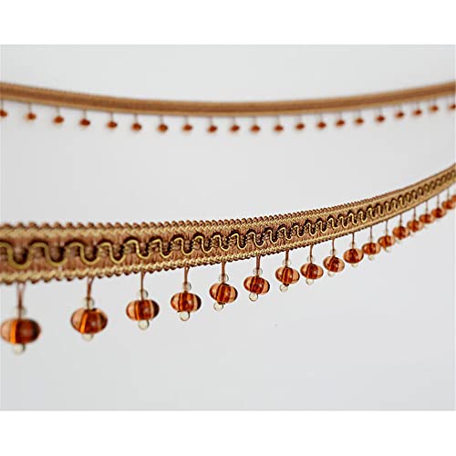 Quasten, Kristall-Quasten, 3 m lange Fransenbesatz aus Kristallperlen, Quaste, Spitzenbänder, hängende Anhängerbesatzung for Nähen, DIY-Kostümzubehör(Brown) von BgnEhRfL
