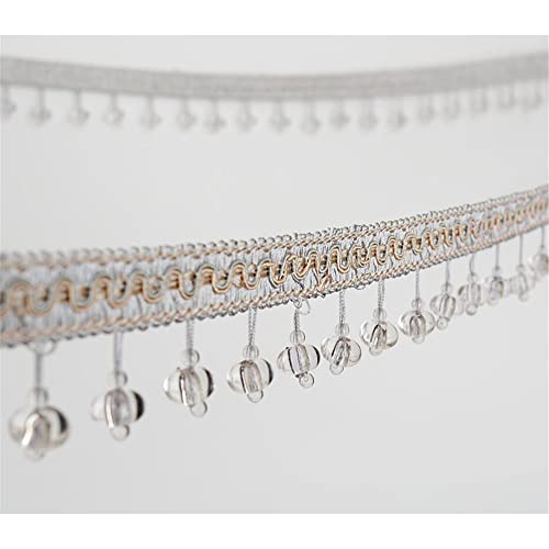 Quasten, Kristall-Quasten, 3 m lange Fransenbesatz aus Kristallperlen, Quaste, Spitzenbänder, hängende Anhängerbesatzung for Nähen, DIY-Kostümzubehör(Gray) von BgnEhRfL