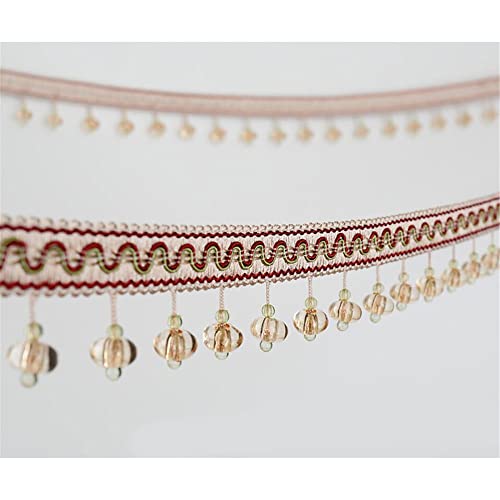 Quasten, Kristall-Quasten, 3 m lange Fransenbesatz aus Kristallperlen, Quaste, Spitzenbänder, hängende Anhängerbesatzung for Nähen, DIY-Kostümzubehör(Pink) von BgnEhRfL