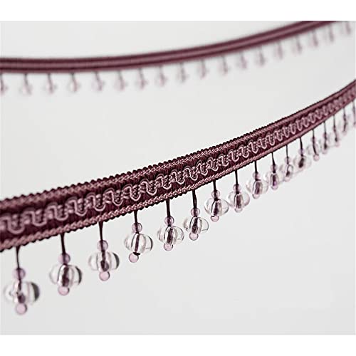 Quasten, Kristall-Quasten, 3 m lange Fransenbesatz aus Kristallperlen, Quaste, Spitzenbänder, hängende Anhängerbesatzung for Nähen, DIY-Kostümzubehör(Purple) von BgnEhRfL