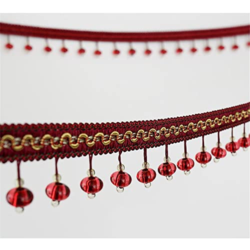 Quasten, Kristall-Quasten, 3 m lange Fransenbesatz aus Kristallperlen, Quaste, Spitzenbänder, hängende Anhängerbesatzung for Nähen, DIY-Kostümzubehör(Red Wine) von BgnEhRfL