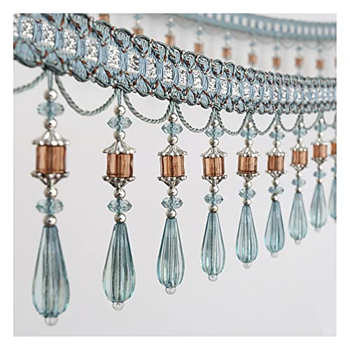 Quasten, Kristall-Quasten, 3 m lange Quastenfransenbesatz, Kristallperlen, Spitze, hängende Anhängerbänder for Nähen, Heimdekoration, Kostümzubehör(Light Blue) von BgnEhRfL