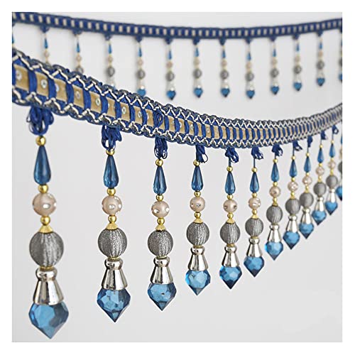 Quasten, Kristall-Quasten, Perlenquaste, Fransenbesatz, Kristallperlen, Spitzenbänder, hängende Anhängerdekoration for Nähen von Kostümzubehör, Blau(Blue) von BgnEhRfL