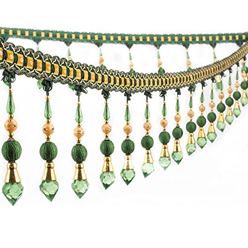 Quasten, Kristall-Quasten, Perlenquaste, Fransenbesatz, Kristallperlen, Spitzenbänder, hängende Anhängerdekoration for Nähen von Kostümzubehör, Blau(Green) von BgnEhRfL