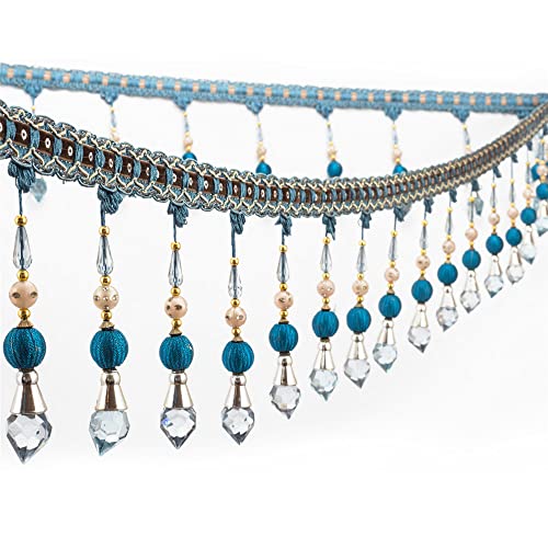 Quasten, Kristall-Quasten, Perlenquaste, Fransenbesatz, Kristallperlen, Spitzenbänder, hängende Anhängerdekoration for Nähen von Kostümzubehör, Blau(Light Blue) von BgnEhRfL