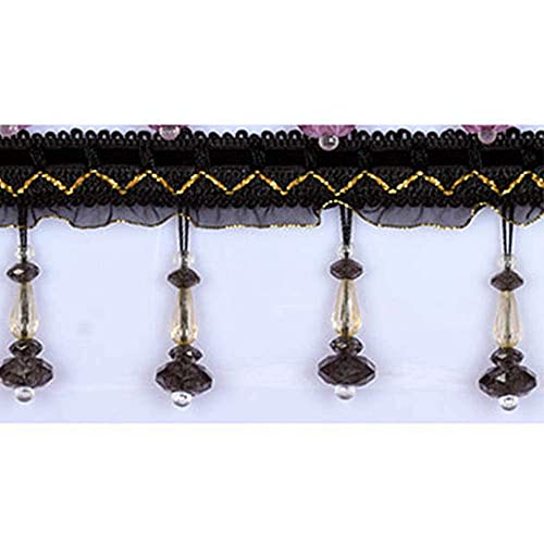 Quasten, Kristall-Quasten, Quastenfransenbesatz, Perlen-Spitzenband, Kristall-Hängekugelbesatz for handgefertigte Projekte, Nähvorhangdekoration,(Black) von BgnEhRfL
