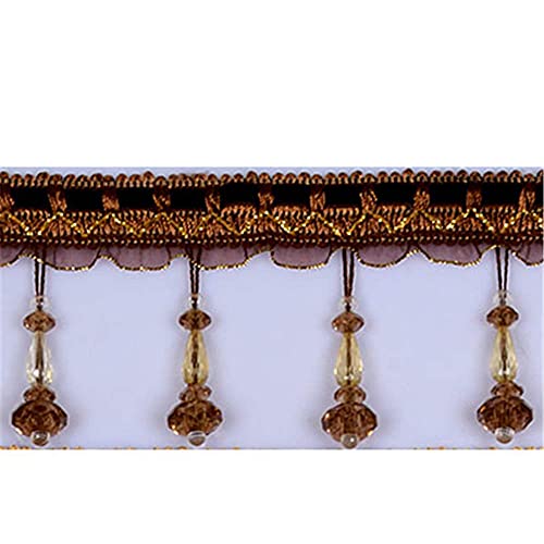 Quasten, Kristall-Quasten, Quastenfransenbesatz, Perlen-Spitzenband, Kristall-Hängekugelbesatz for handgefertigte Projekte, Nähvorhangdekoration,(Curry) von BgnEhRfL