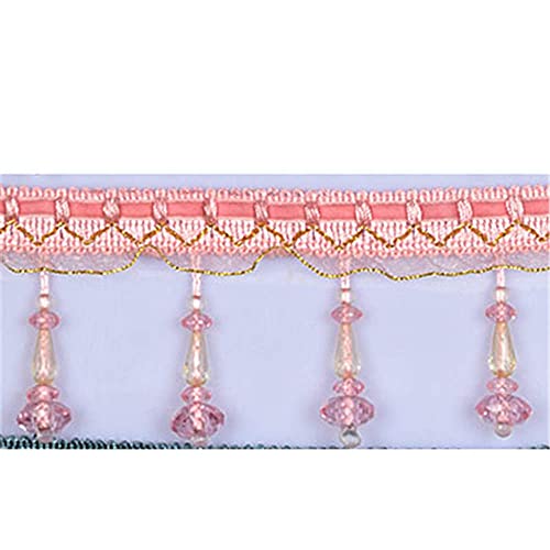 Quasten, Kristall-Quasten, Quastenfransenbesatz, Perlen-Spitzenband, Kristall-Hängekugelbesatz for handgefertigte Projekte, Nähvorhangdekoration,(Pink) von BgnEhRfL