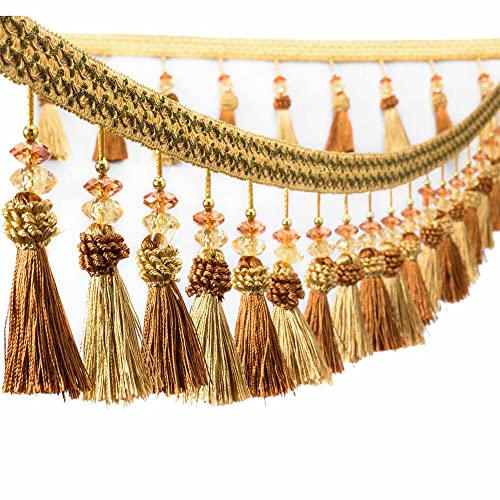 Quasten, Kristall-Quasten, Quastenfransenbesatz, hängende Perlen, Anhänger, Spitzenbänder, Egding-Besatz for Nähen, Heimdekoration, Kostümzubehör, Gold(Gold) von BgnEhRfL