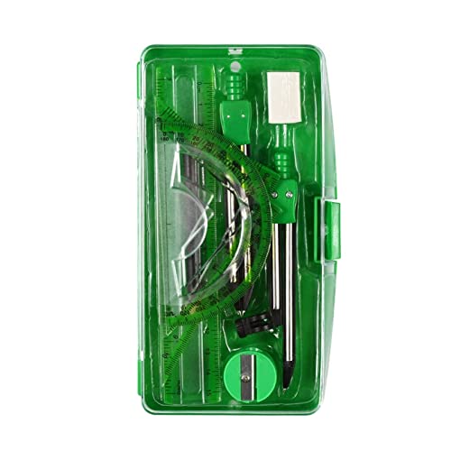 Zirkel, Kreisförmiges Messgerät-Set, professioneller Kompass, tragbarer Präzisions-Winkelmesser, Zeichendreieck, Radiergummi, Kompasse-Set(Green) von BgnEhRfL