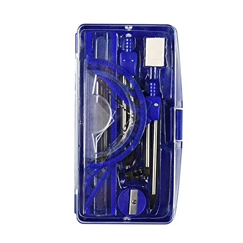 Zirkel, Kreisförmiges Messgerät-Set, professioneller Kompass, tragbarer Präzisions-Winkelmesser, Zeichendreieck, Radiergummi, Kompasse-Set(Sblue) von BgnEhRfL