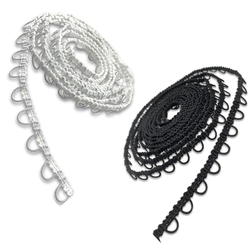 Bhina 2 Rolls 18m,9yd/Roll Hochzeits-Stretch-Knopfloch Nähornament Stretchband Braid Knopflochborte aus Hochwertigem Nylongarn für DIY-Kleidung, Vorhänge, Lampenschirme, Geschenktüten, Schwarz, Weiß Bhina 2 Rolls 18m,9yd/Roll Hochzeits-Stretch-Knopfloch Nähornament Stretchband Braid Knopflochborte aus Hochwertigem Nylongarn für DIY-Kleidung, Vorhänge, Lampenschirme, Geschenktüten, Schwarz, Weiß von Bhina