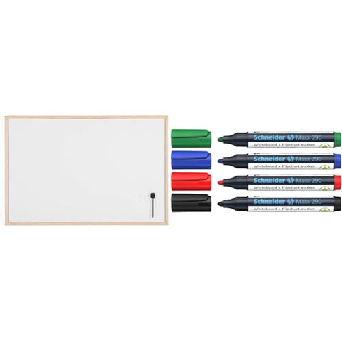 Bi-Office Budget Whiteboard mit Holzrahmen, magnetisch, 5 Größen wählbar, 90 x 60 cm & Schneider Maxx 290 Marker Etui mit 4 Farben Bi-Office Budget Whiteboard mit Holzrahmen, magnetisch, 5 Größen wählbar, 90 x 60 cm & Schneider Maxx 290 Marker Etui mit 4 Farben von Bi-Office