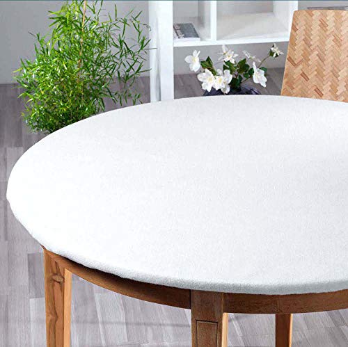 Tischschoner aus Molton, rund, aus Baumwolle, 470 g/m², für Tische von 100 cm bis 120 cm von Biancocasa