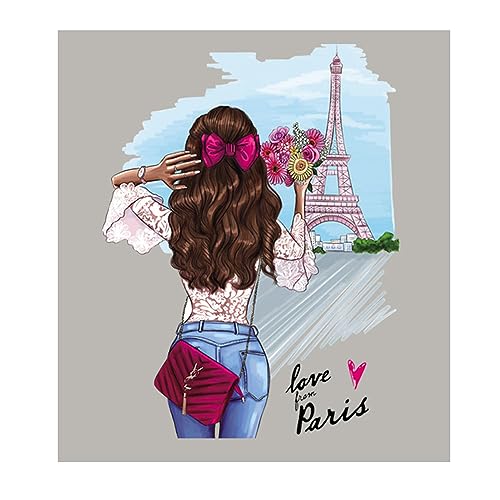 Bianriche Eiffelturm Eisen auf Transfer Patches Mädchen Wärme Transfer Aufkleber DIY Applikationen Patches für T-Shirt Jeans Zubehör-L von Bianriche