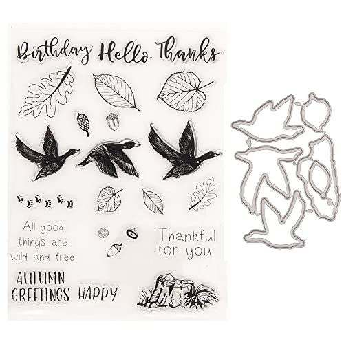 Bianriche Gänse Weihnachten Silikon Stempel mit Stanzschablonen Schablonen Set für DIY Karten Herstellung Scrapbooking Prägung Fotoalbum Stempel und Stanzformen von Bianriche