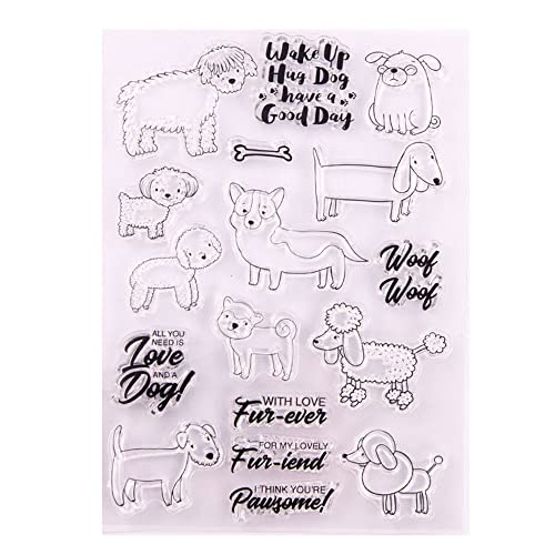 Bianriche Hund Silikon Stempel mit Stanzschablonen Schablonen Set für DIY Kartenherstellung Scrapbooking Prägung Fotoalbum Stempel von Bianriche