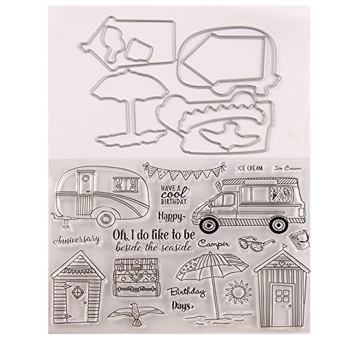Bianriche Reise-Wohnmobil-Haus, Strand-Silikon-Stempel mit Stanzformen, Schablonen-Set für DIY-Kartenherstellung, Scrapbooking, Prägung, Fotoalbum, Stempel und Stanzformen Bianriche Reise-Wohnmobil-Haus, Strand-Silikon-Stempel mit Stanzformen, Schablonen-Set für DIY-Kartenherstellung, Scrapbooking, Prägung, Fotoalbum, Stempel und Stanzformen von Bianriche