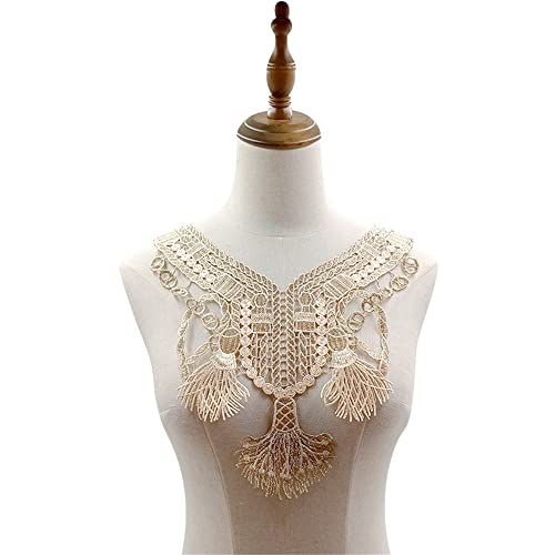 Bianriche Spitzenkragen-Applikation, floraler bestickter Ausschnitt, goldener Tüllbesatz für Kragendekoration, Brautkleidung, Hochzeit, Bastelprojekte, 37 x 30 cm Bianriche Spitzenkragen-Applikation, floraler bestickter Ausschnitt, goldener Tüllbesatz für Kragendekoration, Brautkleidung, Hochzeit, Bastelprojekte, 37 x 30 cm von Bianriche
