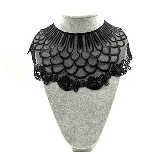 Bianriche Spitzenkragen Applikation Floral bestickt Ausschnitt Schwarz Tüll Besatz für Brautkleidung Hochzeitskleid Handwerk Projekte Kragen Dekoration, G# von Bianriche